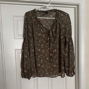 H&M Olive Green Floral Blouse